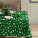 XCHI Green Shamrocks St. Patrick's Day Tablecloth Rectangle Table Cloth Washable Table Covers for Indoor Dining Home Party Decorations 60x84 Inch