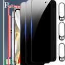 Ferilinso Full Coverage 3 Pack Privacy Screen Protector for Google Pixel 9 Pro [Phone Case Friendly], 3 Pack Tempered Glass Camera Lens Protector Accessories [Auto- Dusting & Adhesive]