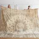 Oversized Vintage Pattern Blanket 120x120 Inches, Giant 10'x10' for Bed, Travel, and Camping, Extra Large Soft Blanket for The Whole Family and Outdoor,Beige