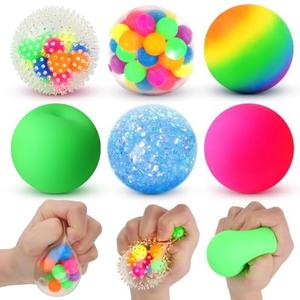6 Set Squishy Sensory Stress Squeezing Balls for Adults: Best Calming Tool to Relieve Anxiety, Vent Mood and Improve Focus, Easter Basket Stuffers for Kids, Goodie Bag Stuffers One Squishy Popped