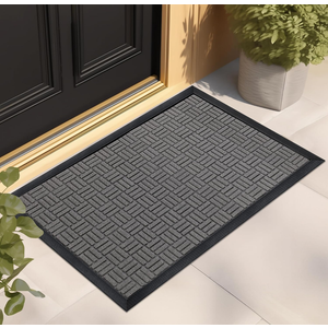 Mibao Front Door Mat, Heavy Duty Durable Welcome Mat for Outdoor Indoor, Dirt Trapper Waterproof Super Absorbent Door Mat for Entryway Outside Patio Porch, 61.5" x 36", Light Grey