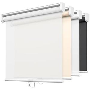 LazBlinds No Tools No Drill Cordless Roller Shades, Light Filtering Window Sheer Shades Transparent UV Protection Roll Up Blinds for Windows, 24'' W x 72'' H, White