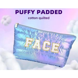 Hiroyuki Iridescent Makeup Bag, 14 inches Cosmetic Bag, Large Capacity Travel Pouch (Face, purple)