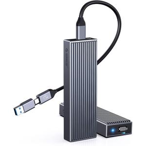 ORICO M.2 NVMe SSD Enclosure Aluminum Tool-Free Adapter, 10Gbps USB3.2 USB-C M2 Reader for M.2 PCIe NVMe M-Key 2230/2242/2260/2280 SSD, Thunderbolt 3 Compatible, External Case Support UASP Trim-BM2G2