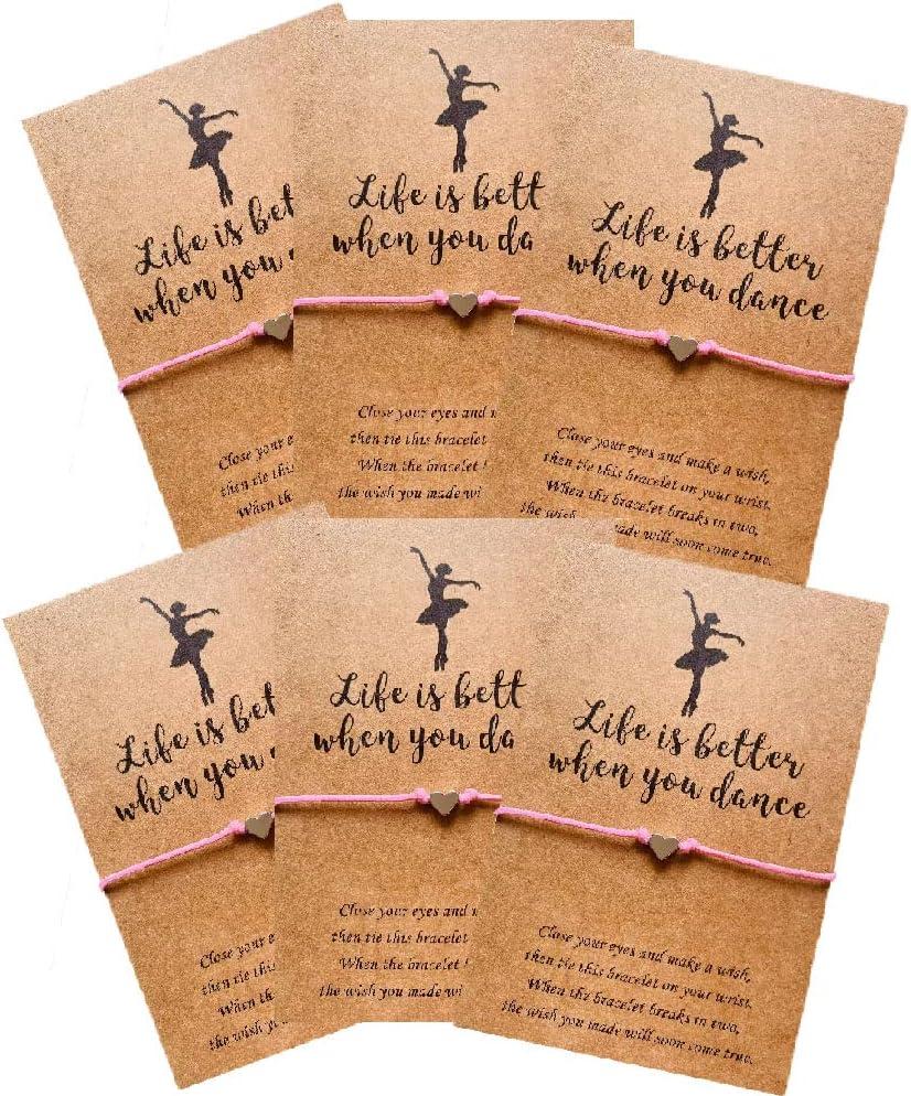 Lemua Dance Bracelet Gifts Ballet Bracelet Jewelry for Granddaughter Daughter Niece (6pcs)