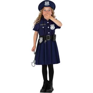 Morph Police Officer Costume For Girls, Cop Costume For Girls, Girl Police Officer Costumes Blue, Kids Halloween Costumes (3-4 Years)
