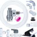 Refrigerator Water Line Kit Connection and 1/4 Compression Ice Maker Installation Kit,1/4" OD Tubing with Quick Connect for Fridge IceMaker RO Systems Water Filters Faucet,+Feed Water Adapter 25ft