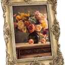 eletecpro 5x7 Vintage Picture Frame with Real Glass Cover, Ornate Antique Photo Frame, Display 5x7 Picture for Tabletop or Wall Hanging Horizontal & Vertical, Gold Home Decor for Gallery Art