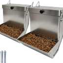 Rabbits Feeder 2 Pcs - Gravity Feeding for Cage Stainless Steel 4Lbs 6.2 Inch, Anti-Corrosion Durable with Sliding Lid for Pet Small Animal Indoor Outdoor Use, Holds Several Days' Food