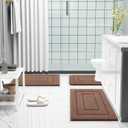 Buganda Bathroom Rugs, 30" x 20", Soft and Absorbent Microfiber Bath Rugs, Non-Slip Shaggy Shower Carpet, Machine Wash Dry Bath Mats for Bathroom Floor, Tub and Shower, Brown