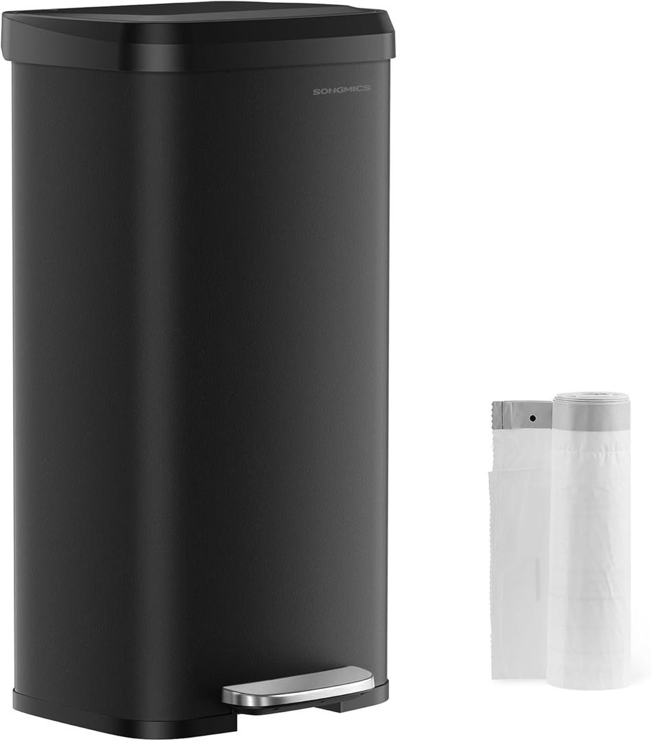 SONGMICS Kitchen Trash Can, 18-Gallon Stainless Steel Garbage Can, with Stay-Open Lid and Step-on Pedal, Soft Closure, Tall, Large and Space-Saving, Black ULTB520B68 SONGMICS Kitchen Trash Can, 18-Gallon Stainless Steel Garbage Can, with Stay-Open Lid and Step-on Pedal, Soft Closure, Tall, Large and Space-Saving, Black ULTB520B68