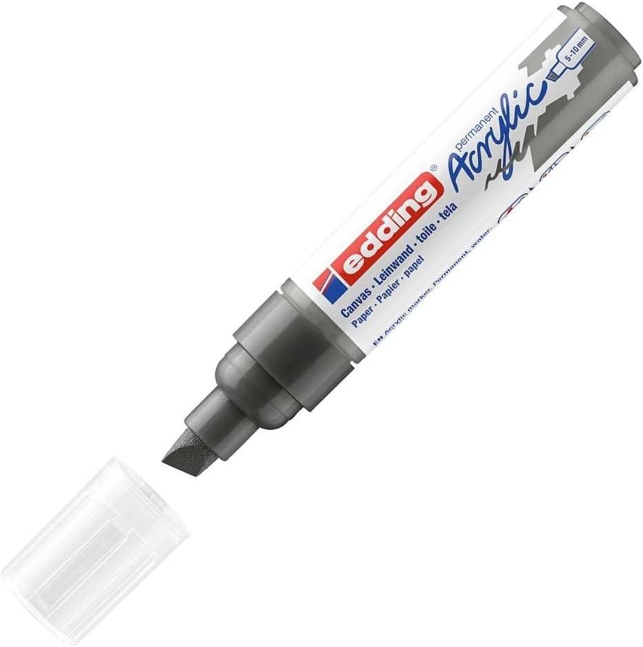 edding 5000 acrylic marker broad - grey - 1 waterproof acrylic paint marker - chisel nib 5-10 mm - acrylic paint pen for drawing on canvas, art paper and wood - acrylic markers for pebbles