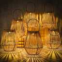 VIHOSE 6 Pack Solar Lantern Outdoor Waterproof Rattan, Square