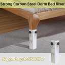 4 Pack Carbon Steel Dorm Bed Risers - 2.4" Diameter, Adjust Height 3.2", 5.1" (Fit for Bed Leg 1.5-2.3")