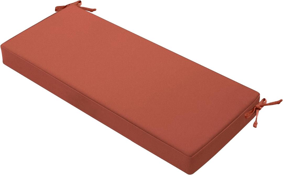 Favoyard Outdoor Bench Cushion 45 x 18 Inch Waterproof Patio Furniture Cushions 3-Year Color Fastness Garden Sofa Settee Couch Swing Pads with Handle and Attach Ties, Spice