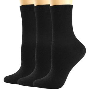 BISOUSOX Merino Wool Socks for Women, Thin Wool Socks Womens Black Dress Sock Lightweight Crew Calf Smart Hiking (6-9, 3 Pairs-black)