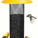 Finch Bird Feeders for Outdoors 2.5 LB Capacity Squirrel Proof Metal Tube Bird Feeders Thistle & Nyjer Seed Hanging Feeder, Yellow, 1 Pack