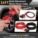 24FT Quick Disconnect Winch Power Cable, 4 Gauge 4 AWG Copper Wiring, Heavy Duty Quick Disconnect Cables with Quick Connect Plugs, for a Wide Range of Winching Applications