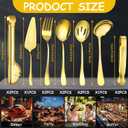 12 Pcs Gold Serving Utensils Set Include Stainless Steel Large Serving Spoons Slotted Spoons Forks Soup Ladle Pie Server - Metal Utensils for Parties Buffet Catering, Dishwasher Safe