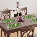 2 x XCHI Soccer Grass Stars Theme Placemats Set of 4 Table Mats for Game Day Soccer Party Home Kitchen Dining Table Decorations 12x18 Inch