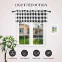 Simple Deluxe Buffalo Plaid Blackout Valances Curtains for Kitchen Windows, Living Room, Farmhouse, Bedroom, Rod Pocket Kitchen Curtain Valance, 52" W x 15" L, Black&White