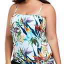 Ocean Blues Women's Black Plus Size Bandeau Tankini Top Strapless Blouson Tankini Bathing Suit Top Loose Fit Swimsuit Size Large