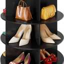 SpaceAid 3 Tier Rotating Shoe Rack Tower, Spinning Shoe Display Lazy Susan, Revolving 360 Shoe Rack Storage Round Carousel, Vertical Handbag Rotate Shoes Closet Organization (3-Tier Black)