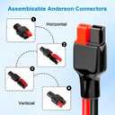 10AWG Heavy-Duty Extension Cable with Anderson-Style Connector to SAE 6FT, Includes Extra SAE Connector, High Power Transfer for Solar Panels, RVs, and Automotive Applications