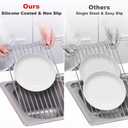 MERRYBOX Roll Up Dish Drying Rack, Silicone Wrapped Over The Sink Dish Rack Foldable Dish Drainer Anti-Slip Dish Racks for Kitchen Counter, Multipurpose Kitchen Sink Drying Rack, 18" x 13", Light Gray