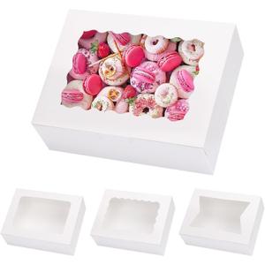 Moretoes 48pcs Mother's Day Cookie Boxes with Window, 8x6x2.5 Inch 3 Style Pastry Boxes for Treat, Chocolate Covered Strawberries, Candy, Muffins, Donuts