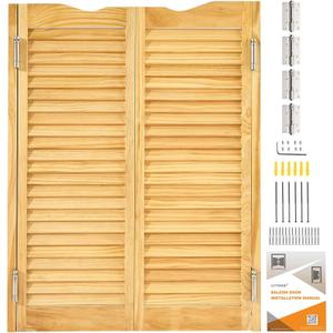 Saloon Swinging Doors 30/32/36/40 Inch Wide, Wood Heavy Duty Swinging Half Door with Hinges and Hardware, Dual Swing Cafe Doors for Doorway Bar Kitchen Decor