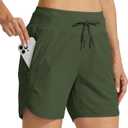 Willit Women's Athletic Running Shorts 5" Quick Dry Workout Hiking High Waisted Active Gym Exercise Zipper Pocket, XL