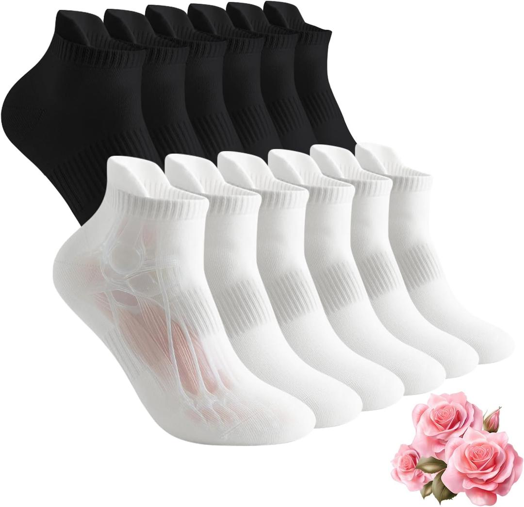 Ankle Athletic Socks 6-Pack for Women-Moisture Wicking, Ribbed Design Multi-Color Low Cut Socks for Running Gym