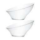 PLASTICPRO Disposable Angled Plastic Bowls Round Medium Serving Bowl, Elegant for Party's, Snack, or Salad Bowl, Clear Pack of 6