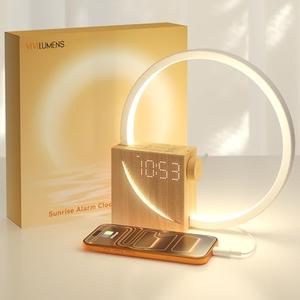 Vivilumens Sunrise Alarm Clock Sound Machine Nightlight, Gradual Wake Up Light, Digital Dimmable Clock, 10 White Noise Sleep Sounds, Snooze, Dual Clocks for Heavy Sleeper Adult, Decor Gifts for Women