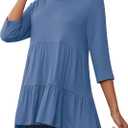 Xpenyo Womens Maternity Tops Long Sleeves Casual Pregnancy Tunic Shirts 2024 Fall Fashion Crew Neck Pregnant Dressy Blouses (Blue, M)