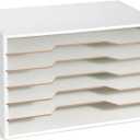 12x18 Construction Paper Organizer, Larger Size Wooden Literature Organizer, 6-Tier Desktop File Organizer for Home and Classroom, Adjustable Paper Sorter for Office