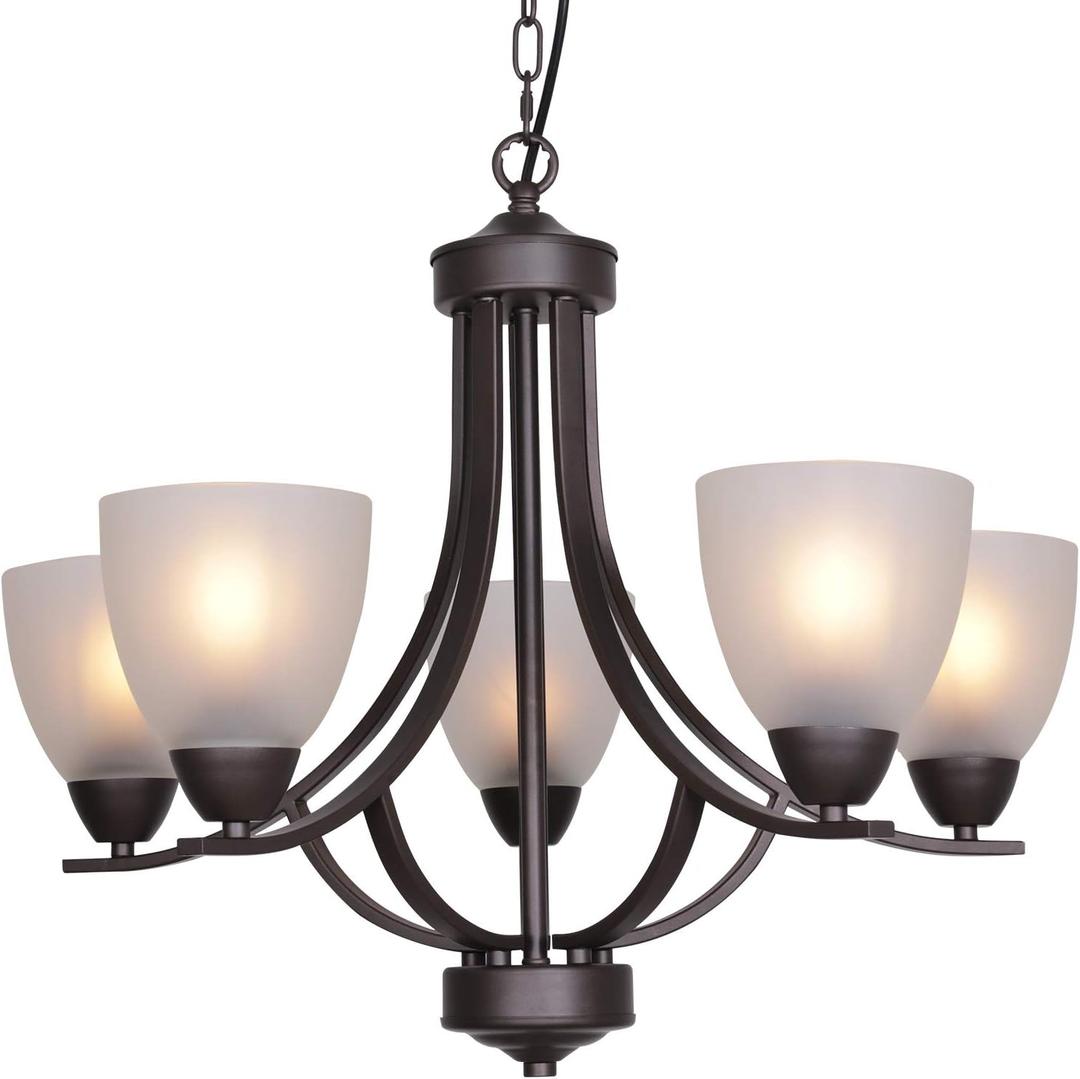5 Light Shaded Contemporary Chandeliers with Alabaster Glass Oil Rubbed Bronze Modern Light Fixtures Ceiling Hanging Rustic Pendant Lighting for Dining Room Foyer Bedroom Living Room