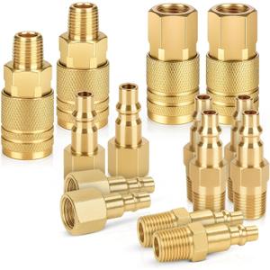 14 Pcs Air Hose Fittings 1/4 Inch NPT, Air Tool Fittings Air Compressor Fittings Quick Connect, Premium Brass Air Coupler And Plug Kit RNSXYAT