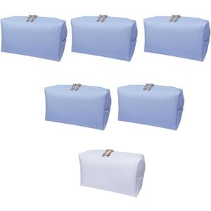 Bridesmaid Proposal Gifts Letter Cosmetic makeup bag bulk for Wedding Party Favors Bachelorette party decorations Toiletry Organizer Bag Makeup Case Gift (6, White&Dusty Blue)