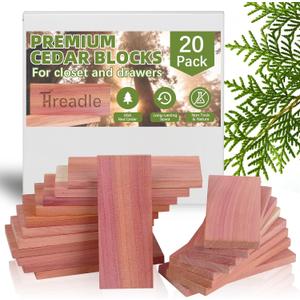 Natural Red Cedar Blocks for Clothes Storage, Drawer Freshener, Cedar Blocks for Closet, Storage Bags, Cabinets (20 PCS) (1 Count (Pack of 20))
