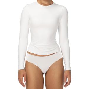 Sunzel Long Sleeve T Shirts for Women with Crew Neck, Double Lined Tops Slim Fit Basic Tee, Casual Undershirt Outfits (White)