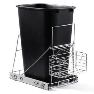 Pull Out Trash Can Under Cabinet,Adjustable Under Sink Trash Can Pull Out Kit with Removable Basket,Slide Roll Out Kitchen Trash Can Rack,Fit for Most 7-11 Gallon Garbage (Trash Can Not Included)