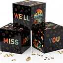 3pcs Retirement Party Decorations Boxes for Men Women, Colorful Vintage Retirement Farewell Decorations Going Away Party Supplies Good Luck We Will Miss You Cardboard Box Gifts