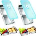 vovyager 2 Pack Stainless Steel Snack Containers, Grab and Go Reusable Double Compartment Food Storage Containers with Lids, Meal Prep Lunch Box Containers for Lunch Camping Travel Gym and Daily Use