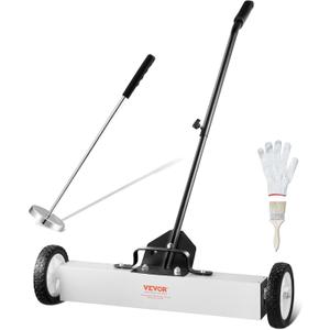 VEVOR 24-Inch Magnetic Sweeper with Wheels, 50 lbs Capacity, with Telescoping Magnetic Pickup Tool, Adjustable Handle, Magnetic Pickup Sweeper to Pick Up Nails and Screws, for Workshop, Garage, Yard