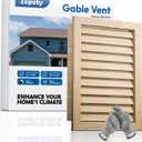 12" x 18" Wood Gable Vent with Metal Screen – Paintable Finish, Rust-Proof Mesh for Attics, Garages & Sheds, Vent Opening: 10" x 16"