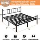 zizin King Size Metal Bed Frame with Headboard & Footboard 14 Inch Metal Platform Mattress Foundation Support with Steel Slat, Under Bed Storage, No Box Spring Needed