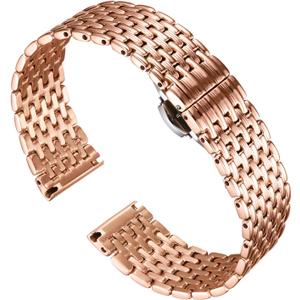BINLUN Mesh Stainless Steel Watch Band, Ultra Thin Polished Replacement Bracelets with Butterfly Buckle for Men Women, 12/14/16/18/20/22mm