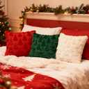 3-Pack Christmas Tree Pillow Covers 18x18 Inch - Xmas Throw Pillow Cover Decorations - Soft Plush Cushion Case for Christmas Sofa Couch Bed Room Decoration - Winter Holiday Home Decor